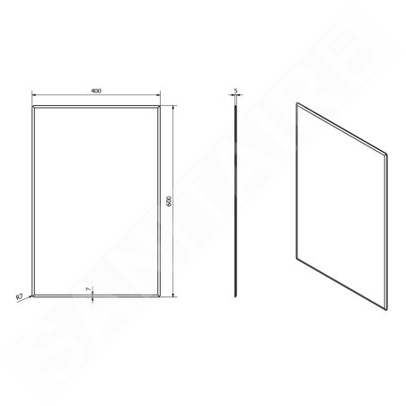 Sapho Accord - Miroir avec facette 400x600 mm, angles arrondis de sécurité, sans fixation MF422