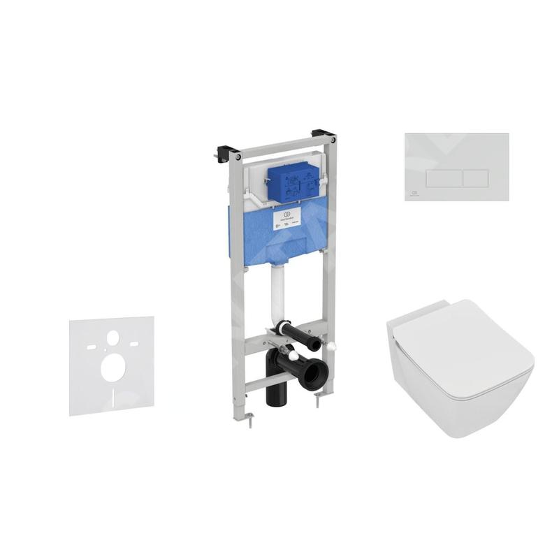 Ideal Standard ProSys - Ensemble pour WC suspendu, cuvette et abattant Strada II, Plaque de déclenchement Oleas M2, Aquablade,