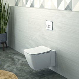 Ideal Standard ProSys - Ensemble pour WC suspendu, cuvette et abattant Strada II, Plaque de déclenchement Oleas M2, Aquablade,