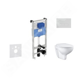 Ideal Standard ProSys - Ensemble pour WC suspendu, cuvette et abattant Bau Ceramic, Plaque de déclenchement Oleas M2, Rimless,