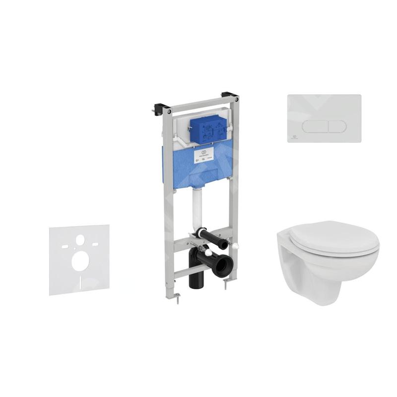 Ideal Standard ProSys - Ensemble pour WC suspendu, cuvette et abattant Eurovit, Plaque de déclenchement Oleas M1, Rimless, Ideal Standard ProSys - Ensemble pour WC suspendu, cuvette et abattant Eurovit, Plaque de déclenchement Oleas M1, Rimless,