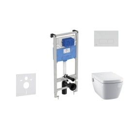 Ideal Standard ProSys - Ensemble pour WC suspendu, cuvette et abattant TECEone, Plaque de déclenchement Oleas M2, Rimless,