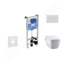 Ideal Standard ProSys - Ensemble pour WC suspendu, cuvette et abattant TECEone, Plaque de déclenchement Oleas M2, Rimless,