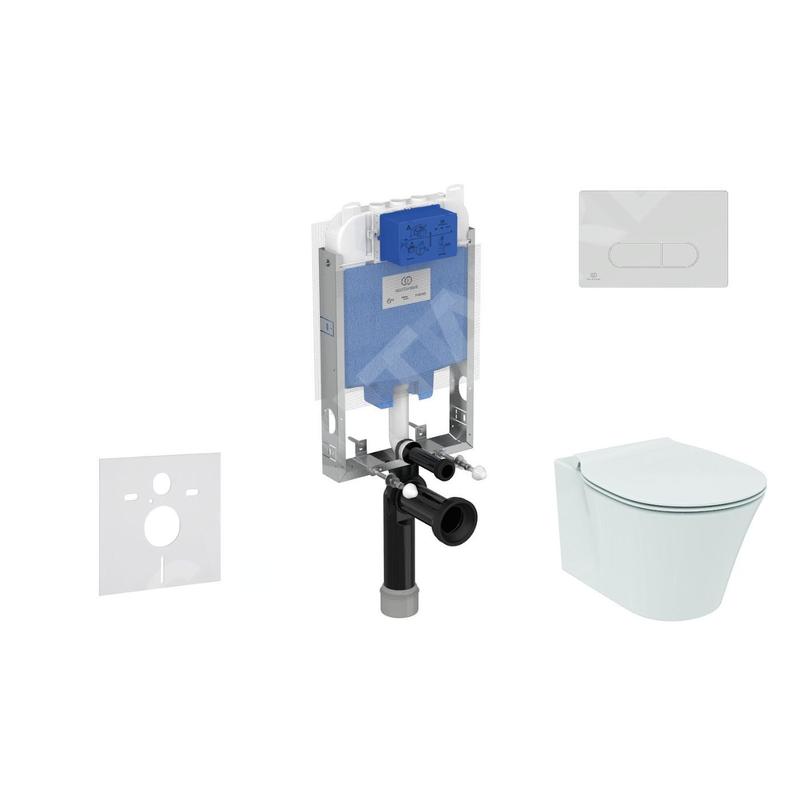 Ideal Standard ProSys - Ensemble pour WC suspendu, cuvette et abattant Connect Air, Plaque de déclenchement Oleas M1, Ideal Standard ProSys - Ensemble pour WC suspendu, cuvette et abattant Connect Air, Plaque de déclenchement Oleas M1,