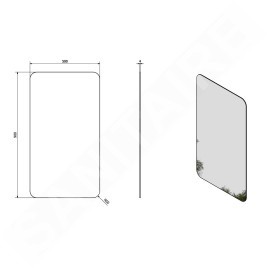 Sapho Ishape - Miroir 500x900 mm, rectangle, angles arrondis, sans fixation AG495