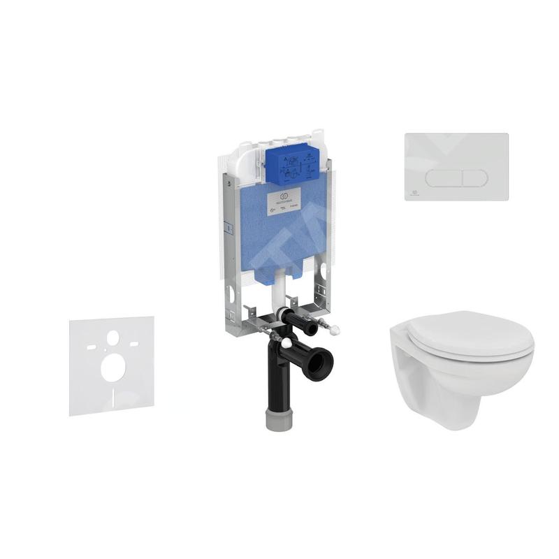 Ideal Standard ProSys - Ensemble pour WC suspendu, cuvette et abattant Eurovit, Plaque de déclenchement Oleas M1, Rimless, Ideal Standard ProSys - Ensemble pour WC suspendu, cuvette et abattant Eurovit, Plaque de déclenchement Oleas M1, Rimless,