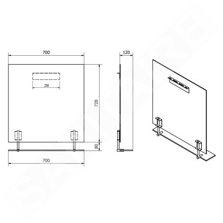 Sapho Wega - Miroir 700x800 mm, avec étagère 60092-7