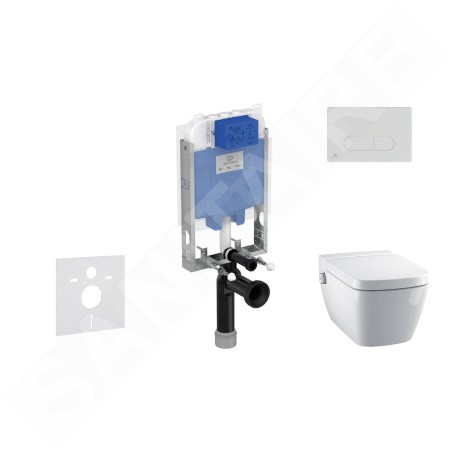 Ideal Standard ProSys - Ensemble pour WC suspendu, WC japonais et abattant TECEone, Plaque de déclenchement Oleas M1, Rimless,