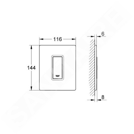 Grohe Skate Cosmo - Bouton de commande, chrome / verre, blanc lunaire 38846LS0