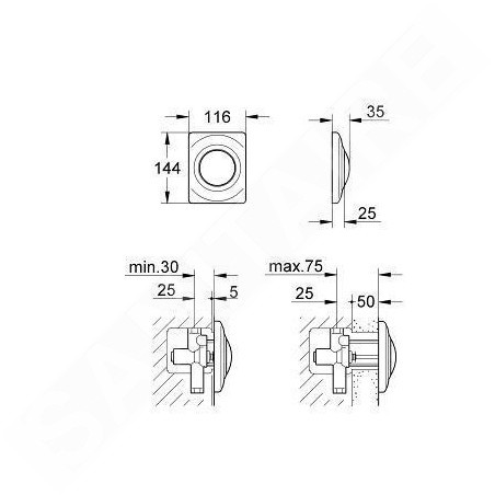 Grohe Surf - Bouton de commande, chrome mat 37018P00