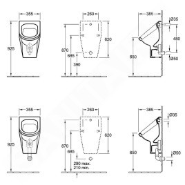 Villeroy & Boch Architectura - Urinoir à action siphonique, 355 mm x 620 mm x 385 mm, blanc - urinoir, avec grille céramique,