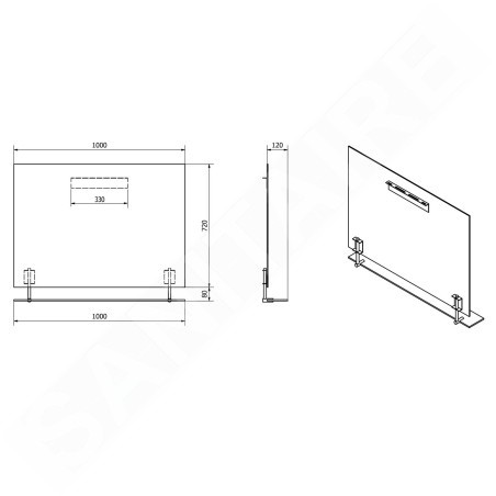 Sapho Wega - Miroir 1000x800 mm, avec étagère 60092