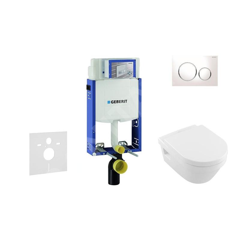 Geberit Kombifix - Bâti-support pour WC suspendu avec plaque de déclenchement Sigma20, blanc/chrome brillant + Villeroy Boch – Geberit Kombifix - Bâti-support pour WC suspendu avec plaque de déclenchement Sigma20, blanc/chrome brillant + Villeroy Boch –