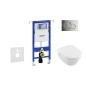 Geberit Duofix - Bâti-support pour WC suspendu avec plaque de déclenchement Sigma01, chrome poli + Villeroy Boch - cuvette et