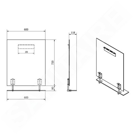 Sapho Wega - Miroir 600x800 mm avec étagère 60092-6
