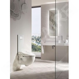 Geberit AquaClean - Plaque de recouvrement avec commande intégrée pour toilettes complètes, verre / blanc 115.328.SI.1