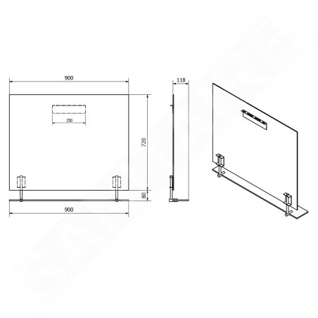 Sapho Wega - Miroir 900x800 mm, avec étagère 60092-9