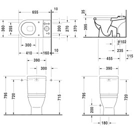 Duravit Starck 3 - WC à poser à installer avec réservoir, blanc 0126010000