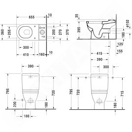 Duravit Starck 3 - Cuvette de WC à poser à installer avec un réservoir, avec WonderGliss, blanc 01260900001
