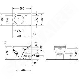 Duravit Starck 3 - WC à poser, évacuation horizontale, avec HygieneGlaze, blanc alpin 0124092000