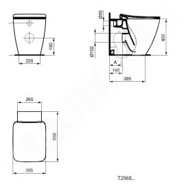 Ideal Standard Strada II - Toilettes sur pied, AquaBlade, avec Ideal Plus, blanc T2968MA
