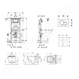 Geberit Duofix - Bâti-support pour WC suspendu avec plaque de déclenchement Sigma01, chrome poli + Tece One - toilette