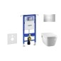 Geberit Duofix - Bâti-support pour WC suspendu avec plaque de déclenchement Sigma30, chrome poli/chrome mat + Tece One -