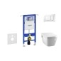 Geberit Duofix - Bâti-support pour WC suspendu avec plaque de déclenchement Sigma30, blanc/chrome poli + Tece One - toilette