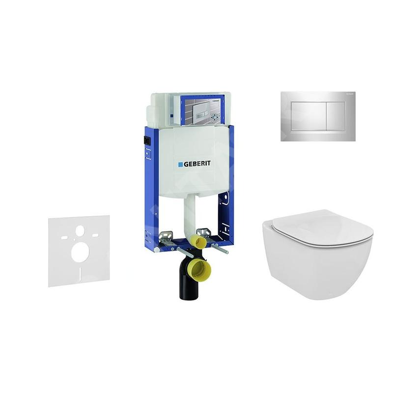 Geberit Kombifix - Bâti-support pour WC suspendu avec plaque de déclenchement Sigma 30, chrome brillant/chrome mat + Ideal Geberit Kombifix - Bâti-support pour WC suspendu avec plaque de déclenchement Sigma 30, chrome brillant/chrome mat + Ideal