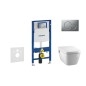 Geberit Duofix - Bâti-support pour WC suspendu avec plaque de déclenchement Sigma 01, chrome mat + Tece One - toilette