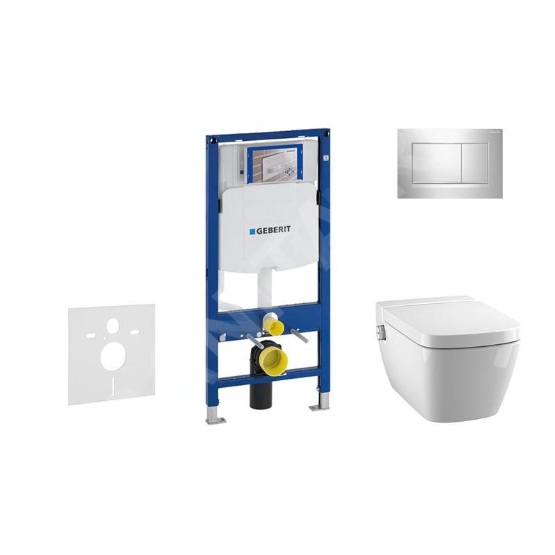 Geberit Duofix - Bâti-support pour WC suspendu avec plaque de déclenchement Sigma30, chrome poli/chrome mat + Tece One - Geberit Duofix - Bâti-support pour WC suspendu avec plaque de déclenchement Sigma30, chrome poli/chrome mat + Tece One -