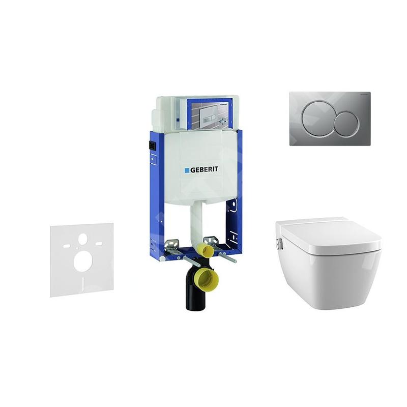 Geberit Kombifix - Bâti-support pour WC suspendu avec plaque de déclenchement Sigma 01, chrome mat + Tece One – toilette Geberit Kombifix - Bâti-support pour WC suspendu avec plaque de déclenchement Sigma 01, chrome mat + Tece One – toilette