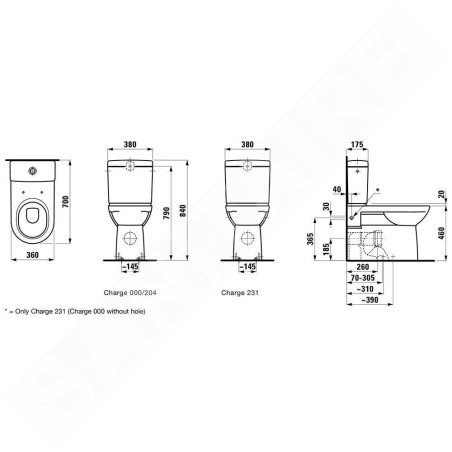 Laufen Pro - Cuvette WC combinée, 700x360 mm, évacuation arrière/bas, avec LCC, blanc H8249554000001