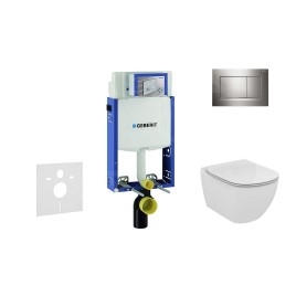 Geberit Kombifix - Bâti-support pour WC suspendu avec plaque de déclenchement Sigma 30, chrome brillant/chrome mat + Ideal