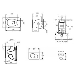 Geberit Kombifix - Bâti-support pour WC suspendu avec plaque de déclenchement Sigma 30, chrome brillant/chrome mat + Ideal