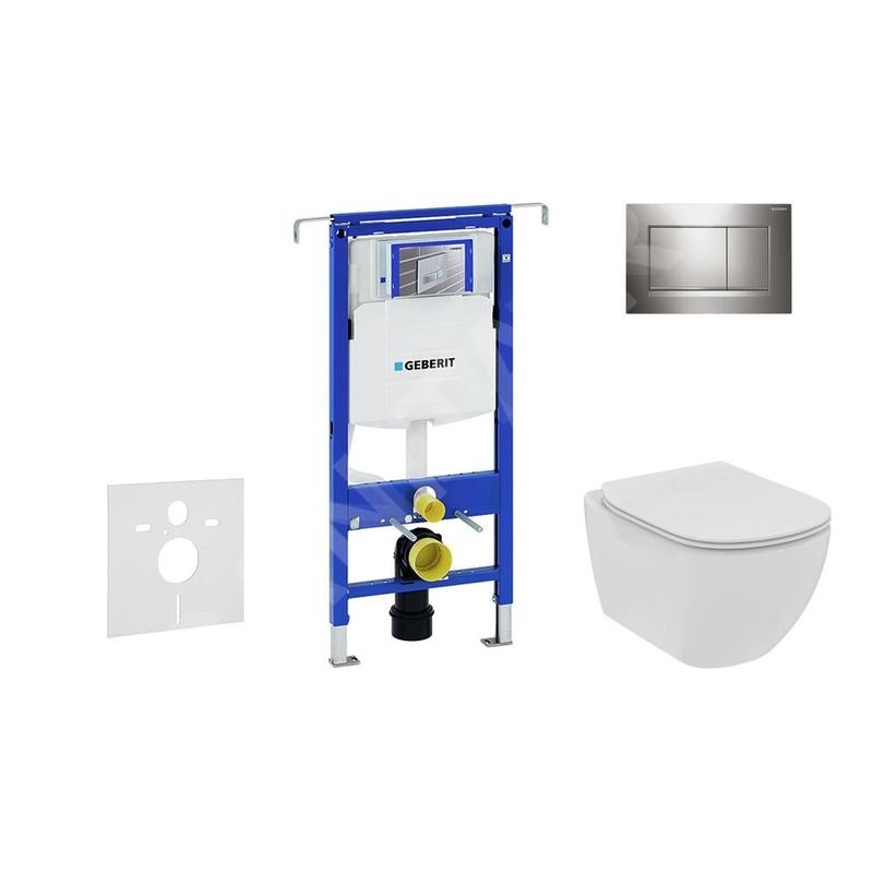 Geberit Duofix - Set de bâti-support, WC suspendu Rimless+ abattant SoftClose Ideal Standard Tesi, plaque de déclenchement Geberit Duofix - Set de bâti-support, WC suspendu Rimless+ abattant SoftClose Ideal Standard Tesi, plaque de déclenchement