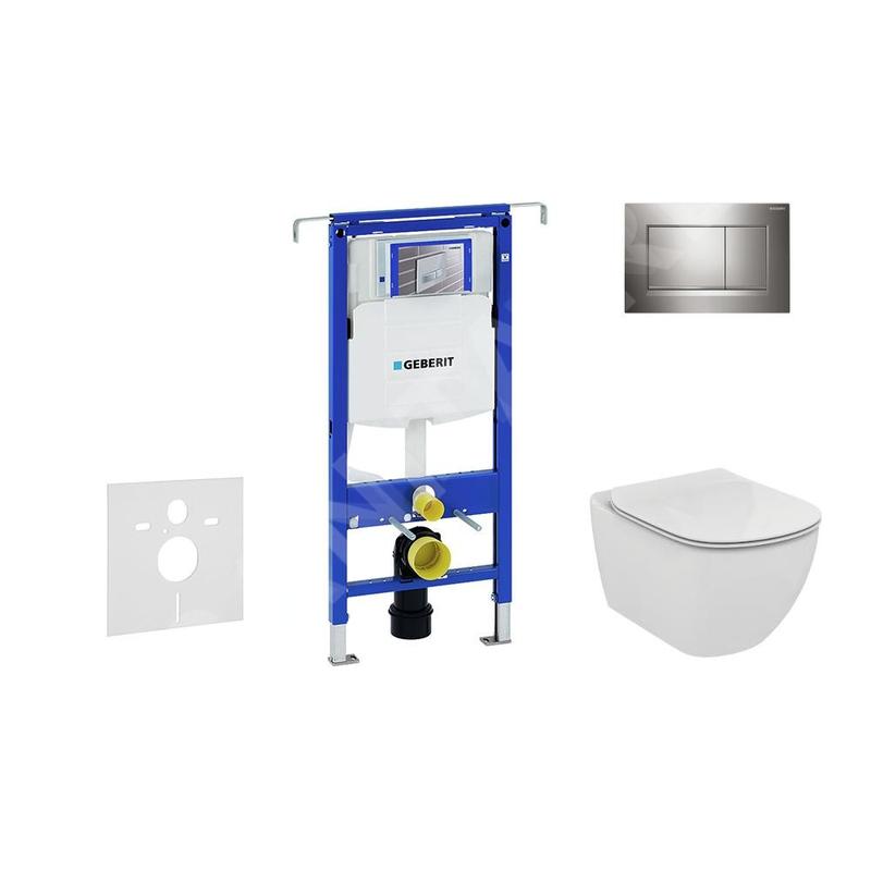 Geberit Duofix - Bâti-support pour WC suspendu avec plaque de déclenchement Sigma 30, chrome brillant/chrome mat + Ideal