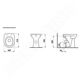 Laufen Pro - WC à poser, 470x360 mm, évacuation par l’arrière, avec LCC, blanc H8259554000001