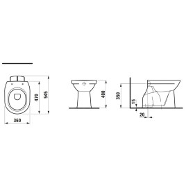 Laufen Pro - WC à poser, 470x360 mm, évacuation par le bas, blanc H8219570000001