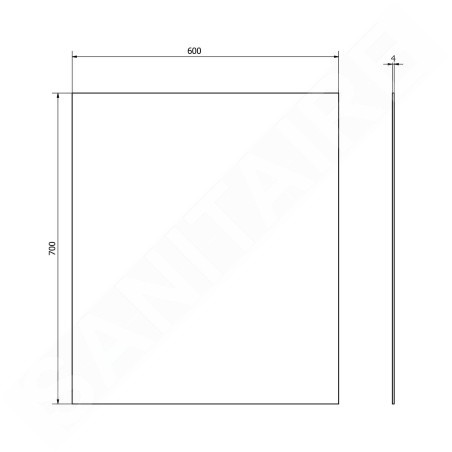 Aqualine Accessoires - Miroir 600x700 mm, coupé 22469