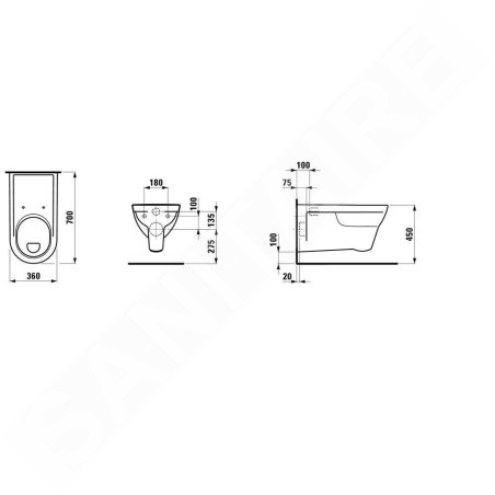 Laufen Pro Liberty - WC suspendu Handicap, 700x360 mm, blanc H8209530000001