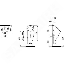 Laufen Caprino - Urinoir, 320x350x645 mm, alimentation par le haut, blanc H8420620000001