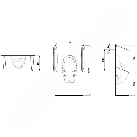 Laufen Rion - Paroi de séparation pour urinoir, 760x400 mm, blanc H8476000000001