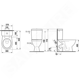 Jika Lyra plus - WC combiné, Dual Flush, remplissage latéral, blanc H8263840002411
