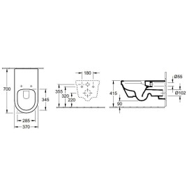 Villeroy & Boch Architectura - Cuvette de WC suspendue Vita, 370 x 700 mm - avec CeramicPlus, blanc alpin 5649R0R1