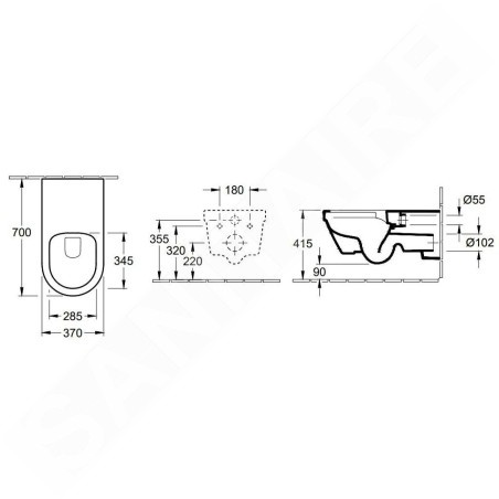 Villeroy & Boch Architectura - Cuvette de WC suspendue Vita, 370 x 700 mm - antibactérien avec CeramicPlus, blanc alpin 5649R2T2