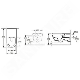 Villeroy & Boch Architectura - Cuvette de WC suspendue Vita, 370 x 700 mm - avec CeramicPlus, blanc alpin 5649R2R1