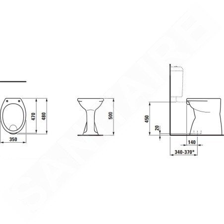 Laufen Albonova - WC à poser, 480x350 mm, blanc H8219980000001