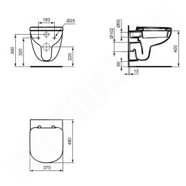 Ideal Standard Tempo - WC suspendu, 365x480x340 mm, blanc T328801