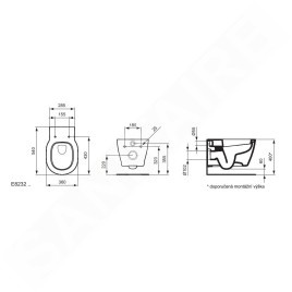 Ideal Standard Connect - Toilettes suspendues, avec Ideal Plus, blanc E8232MA